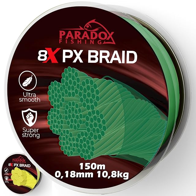 Paradox Fishing 8X PX camouflagegrüne achtfach geflochtene Schnur, 150 m