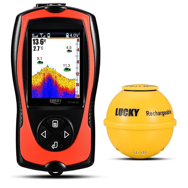 Tragbares kabelloses LUCKY Echolot mit Handgerät und Farb-LCD