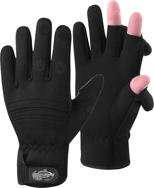 normani schwarze Winter-Angelhandschuhe aus Titan-Neopren