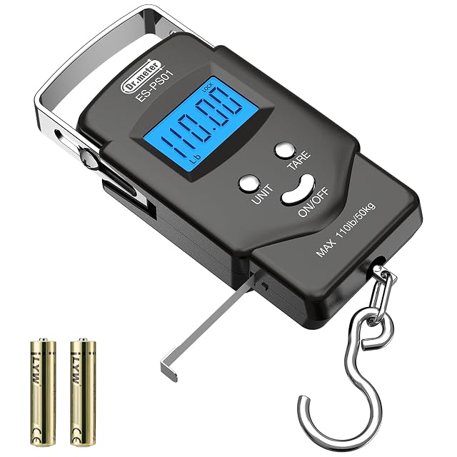Dr.meter 50-kg-Digitalwaage für Angeln und Gepäck mit Haken