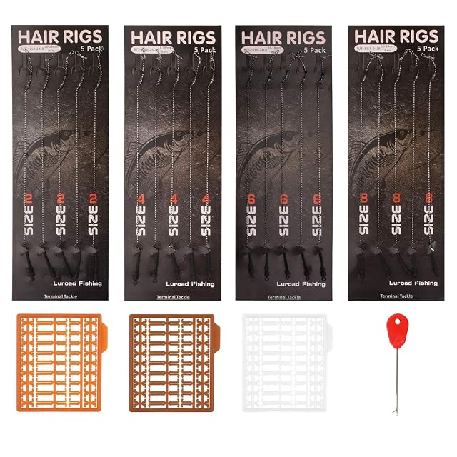Luroad handgebundene Karpfen-Hair-Rigs mit Boiliestoppern in vier Hakengrößen