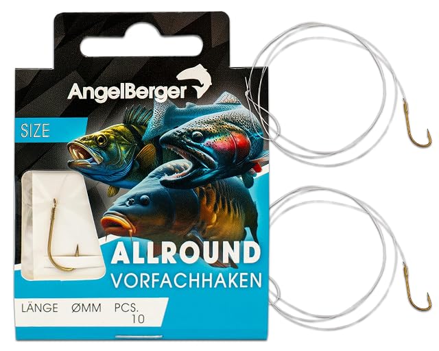 Angel-Berger gebundene Allround-Haken an Monofil-Vorfächern, Größe 8