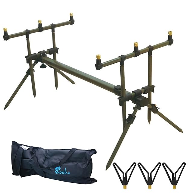 Croch Master Deluxe Rod Pod aus grünem Aluminium mit Auflagen und Tasche